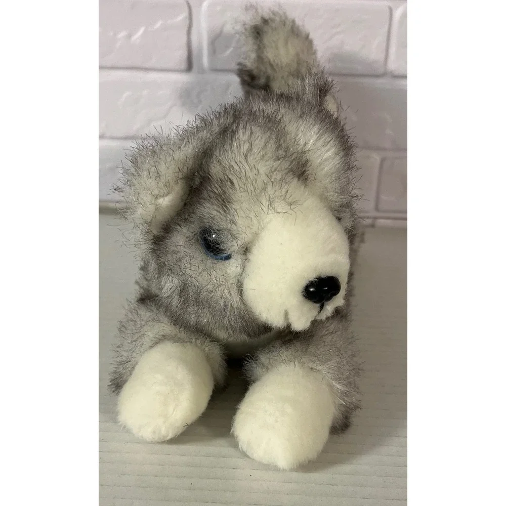Aurora Brownie Husky Plush Toy Kids Small Grey‎ White Lying Sled Dog Puppy